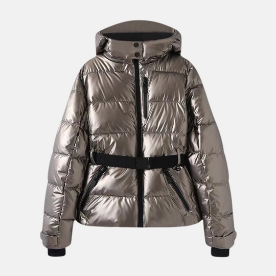 R&B | Puffer-Jacke – Gequiltet Isoliert – Taillengürtel – Kapuze Hoher Kragen