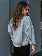 R&B | Jeansjacke mit Leopardenmuster und Rissen