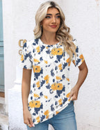 R&B | Plissee-T-Shirt mit Rundhalsausschnitt
