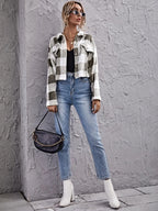 R&B | Karierter Button-Down-Kragenjacke