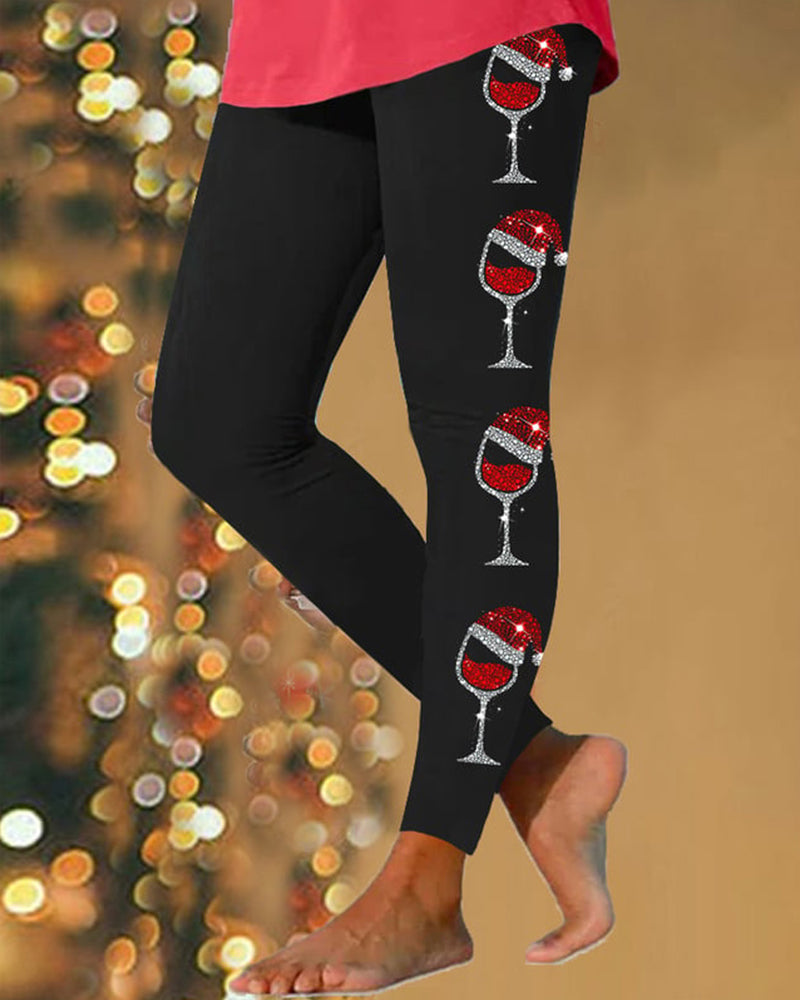 R&B | für Damen mit Glänzendem Weinglas Aufdruck Rohe Weihnachten