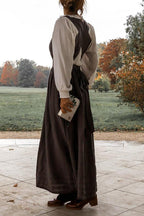 R&B | Cross Back O-Hals Maxikleid Leinen