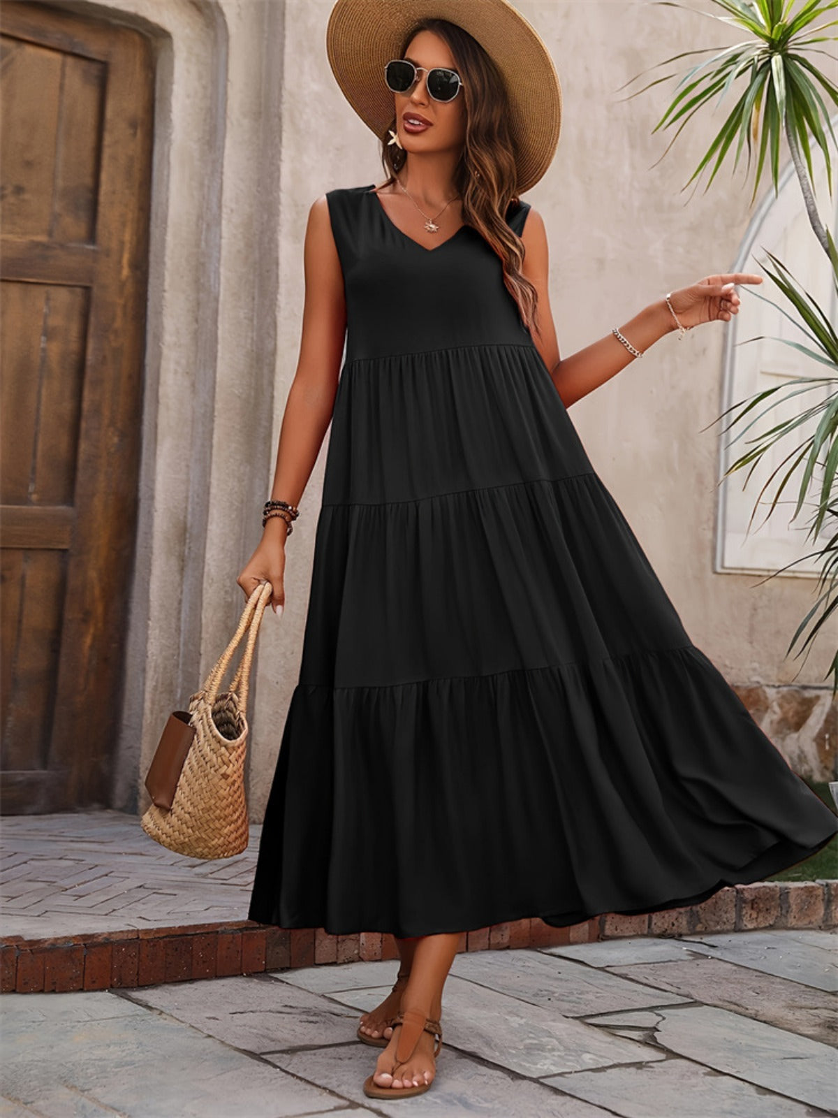 R&B | Spleißkleid mit V-Ausschnitt