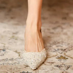 R&B | Stilvolle Schuhe mit Spitzer Zehe und Mittlerem Absatz mit Glitzeroberfläche