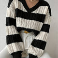 R&B | Gestreifter eleganter Pullover mit V-Ausschnitt