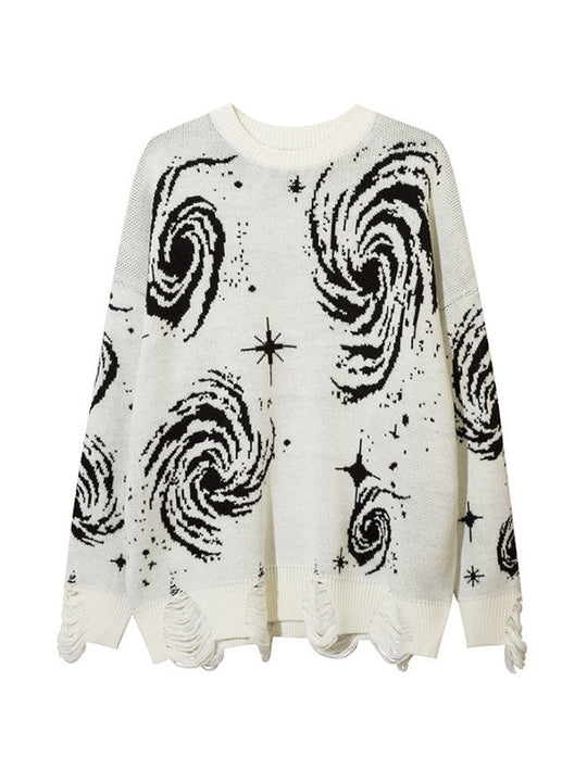 R&B | Farbe Vintage Druck Zerrissene Sweatshirt