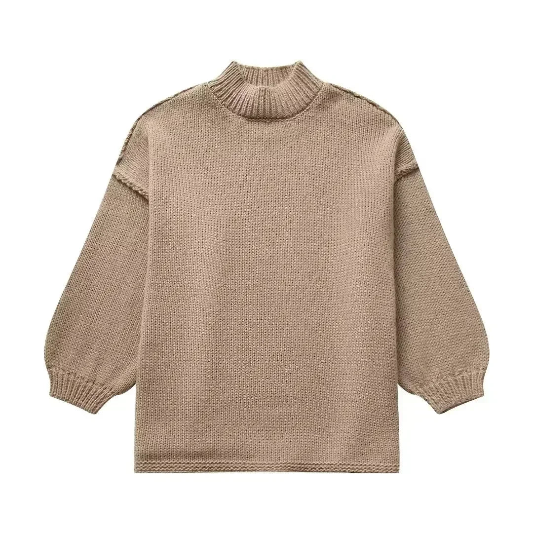R&B | Strickpullover mit Rollkragen und stylischen Puffärmeln