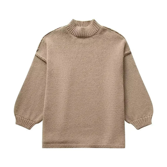 R&B | Strickrollkragenpullover mit voluminösen Statement-Ärmeln