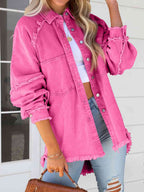 R&B | Button Down Raw Hem Denim Jacke