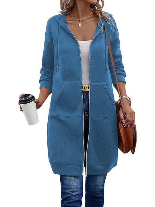 R&B | Lang Kapuzenjacke mit Reißverschluss