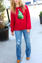 R&B | Weihnachtsbaum Feiertag Pailletten Freizeit Locker Sweatshirt