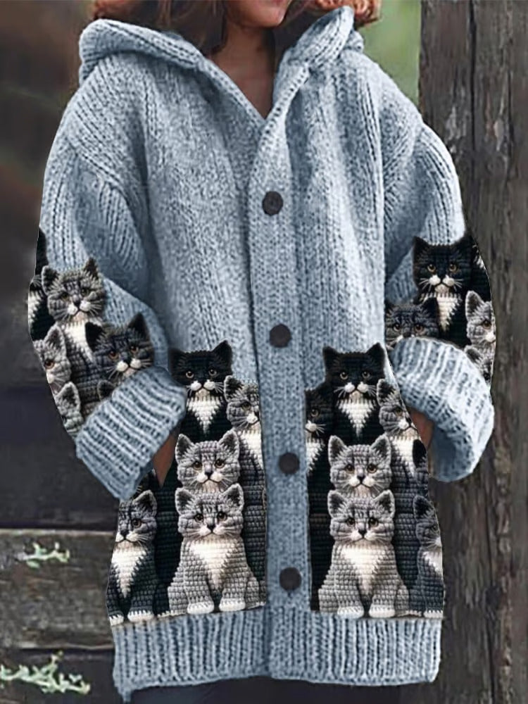 R&B | Skurrile Katze Strickjacke