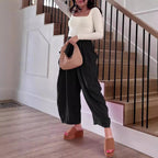 R&B | Plissierte Hose mit weitem Bein und hoher Taille