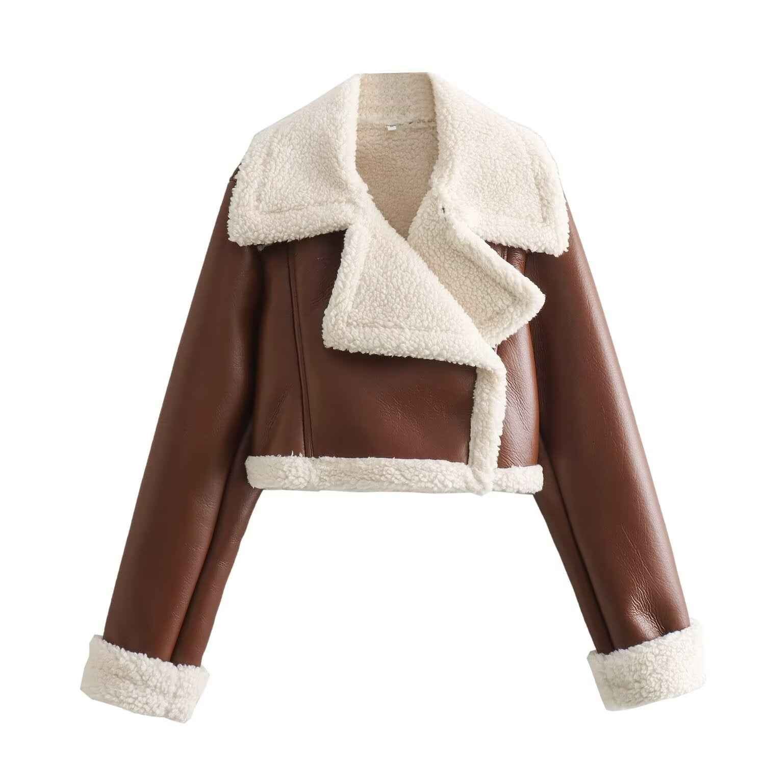 R&B | Damenkurzjacke mit Warmem Teddy Futter