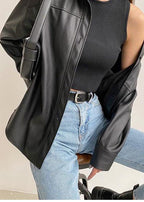 R&B | Kunstleder Button-Up Jacke