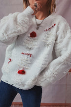 R&B | Weihnachtsmuster Gestrickter Rundhalsausschnitt Langarmpullover