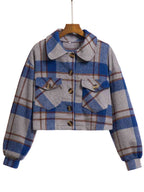 R&B | Karierter Knopf-Front-Jacke mit Taschen