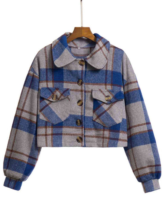 R&B | Karierter Knopf-Front-Jacke mit Taschen