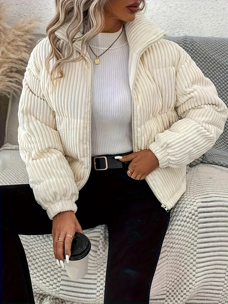 R&B | Gerippte Pufferjacke mit Reißverschluss