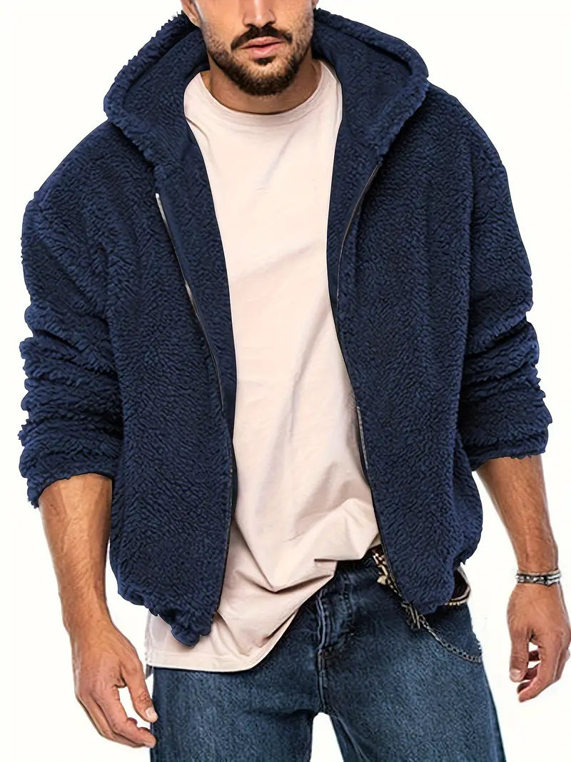 R&B Teddyjacke mit Reißverschluss für Männer