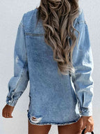 R&B | Ausgefranste Snap Down Denimjacke