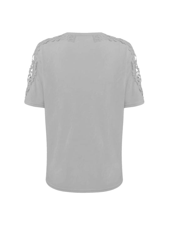 R&B | Unifarbenes Rundhals-T-Shirt Mit Spitze Naht