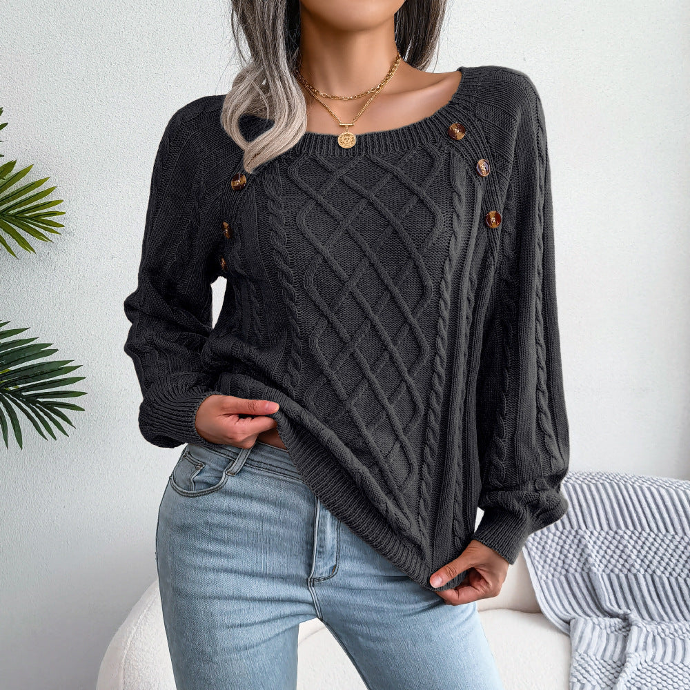 R&B | Modischer Pullover mit quadratischem Ausschnitt