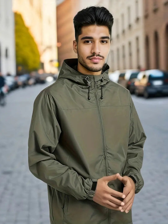 R&B | Herren Stilvolle Kapuzen-Windjacke - Wasserdichtes Design
