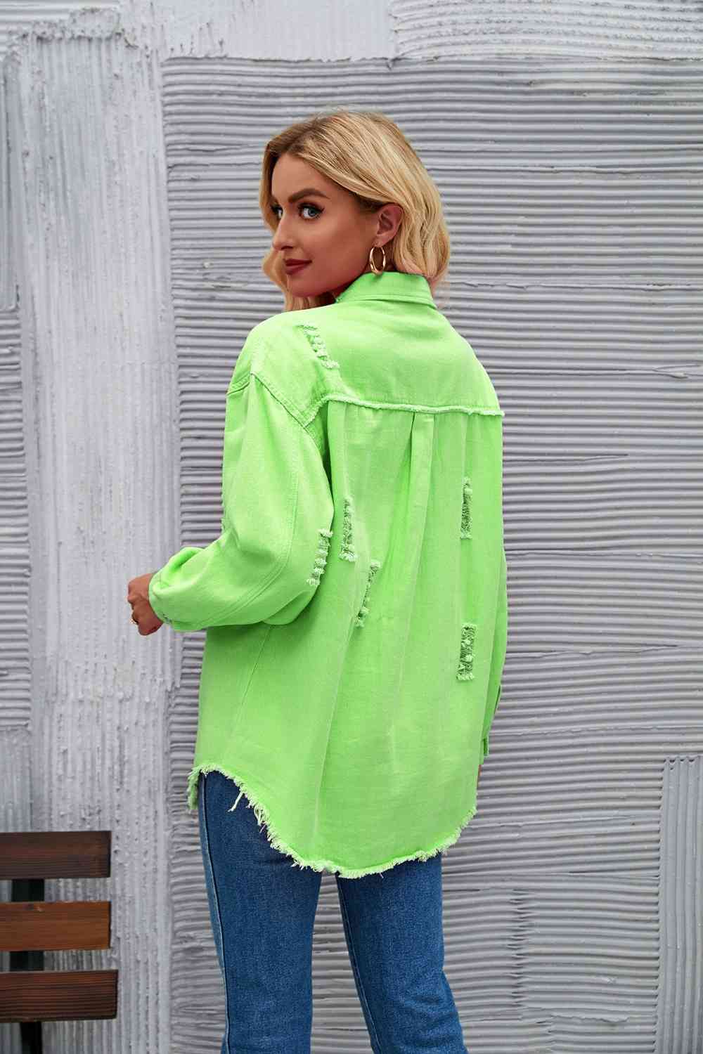 R&B | Zerrissene Rohsaum-Denimjacke