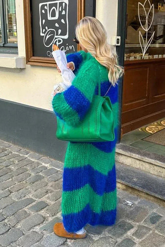 R&B | Gemütlicher Oversized Gestreifter Strickcardigan
