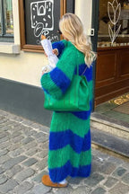 R&B | gestreifter übergroßer Strickcardigan