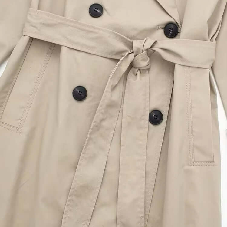 R&B | Eleganter doppelt gefütterter Damen-Trenchcoat mit Gürtel