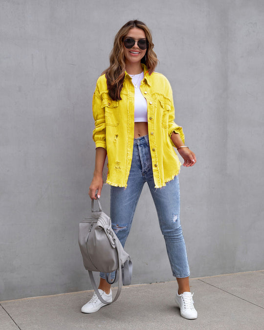 R&B | Zerrissene Hemd Jacke Weiblich Herbst und Frühling Casual Tops Damen Bekleidung