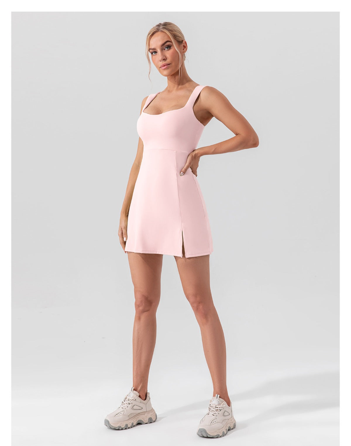 R&B | Hosenträger einfarbig Yoga Tennisrock leichtes Sportkleid