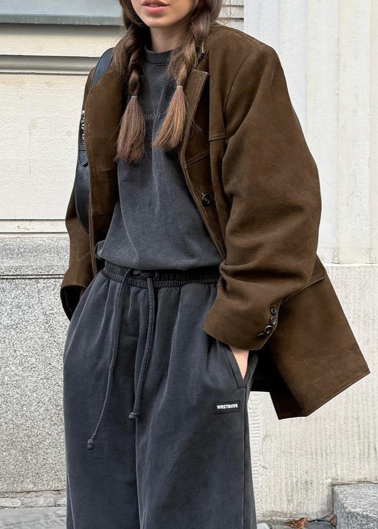R&B | Samt Wildlederjacke mit Retro-Revers