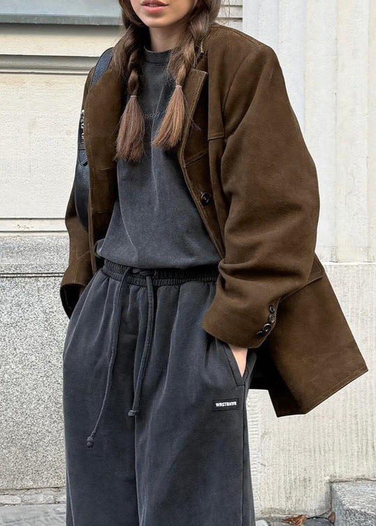 R&B | Samt Wildlederjacke mit Retro-Revers