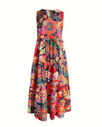 R&B | Ärmelloses, Lockeres, Langes Kleid mit Print