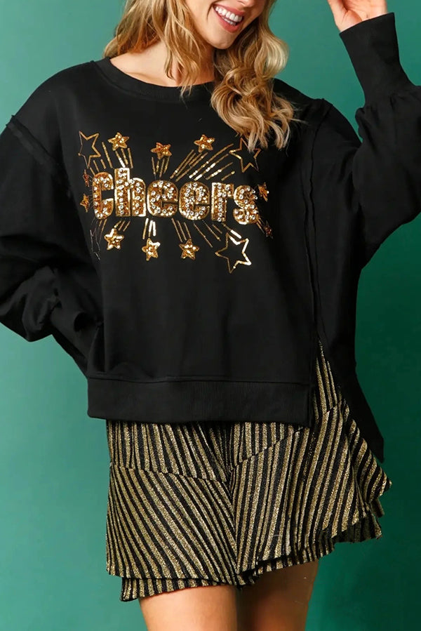 R&B | Weihnachts-Pailletten-Lässiger Rundhals Langarm-Sweatshirt