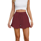 R&B | Shorts aus Baumwolle und Leinen mit Rüschenbesatz und Kordelzug für Damen