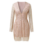 Durchsichtiges Damen Paillettenkleid in Gold für Party & Events - R&B