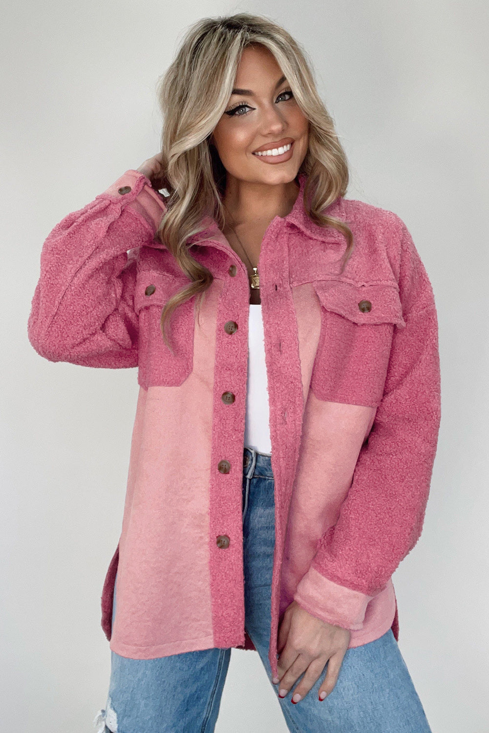 R&B | Weiche Hemdjacke mit Knöpfen Polyester Lässig und Trendy