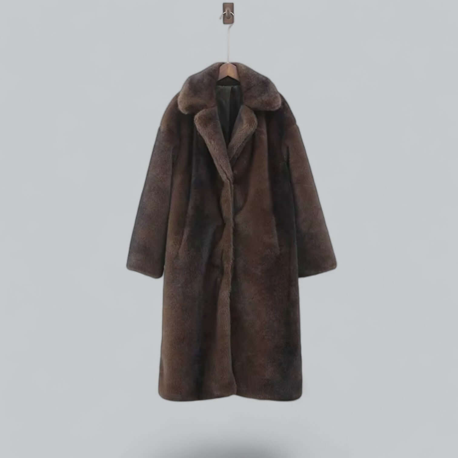R&B | Eleganter Kunstfell Langer Trenchcoat
