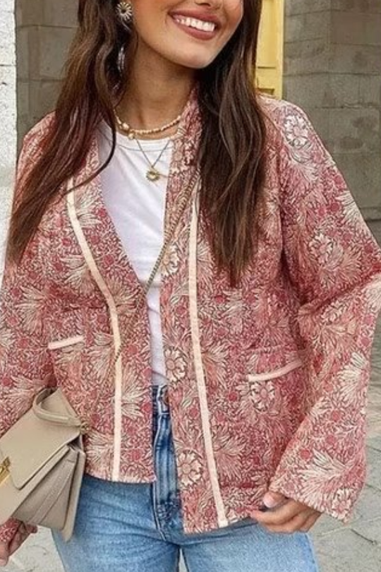 R&B | Fashion Vielseitiger Bedruckter Cardigan Langarm Baumwolljacke