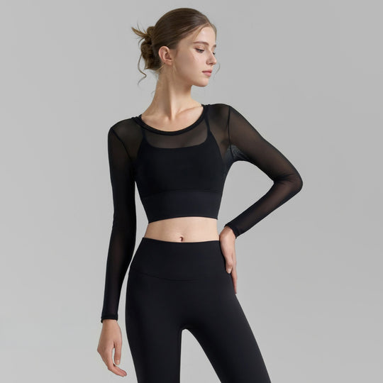 R&B | Fake zwei sexy Mesh-Yoga-Kleidung