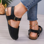 R&B | Retro Damen Slingback Sandalen mit Kork und Geschlossener Spitze