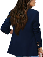 R&B | Lange Elegante Damenblazer Mit Doppelter Knopfleiste