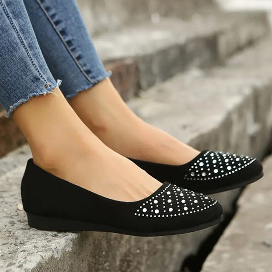 Orthopädische flache Puppenschuhe für Frauen mit Kristall R&B R&B