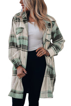 R&B | Lange Karierte Shirtjacke Baumwollmischung Stilvoll und Praktisch