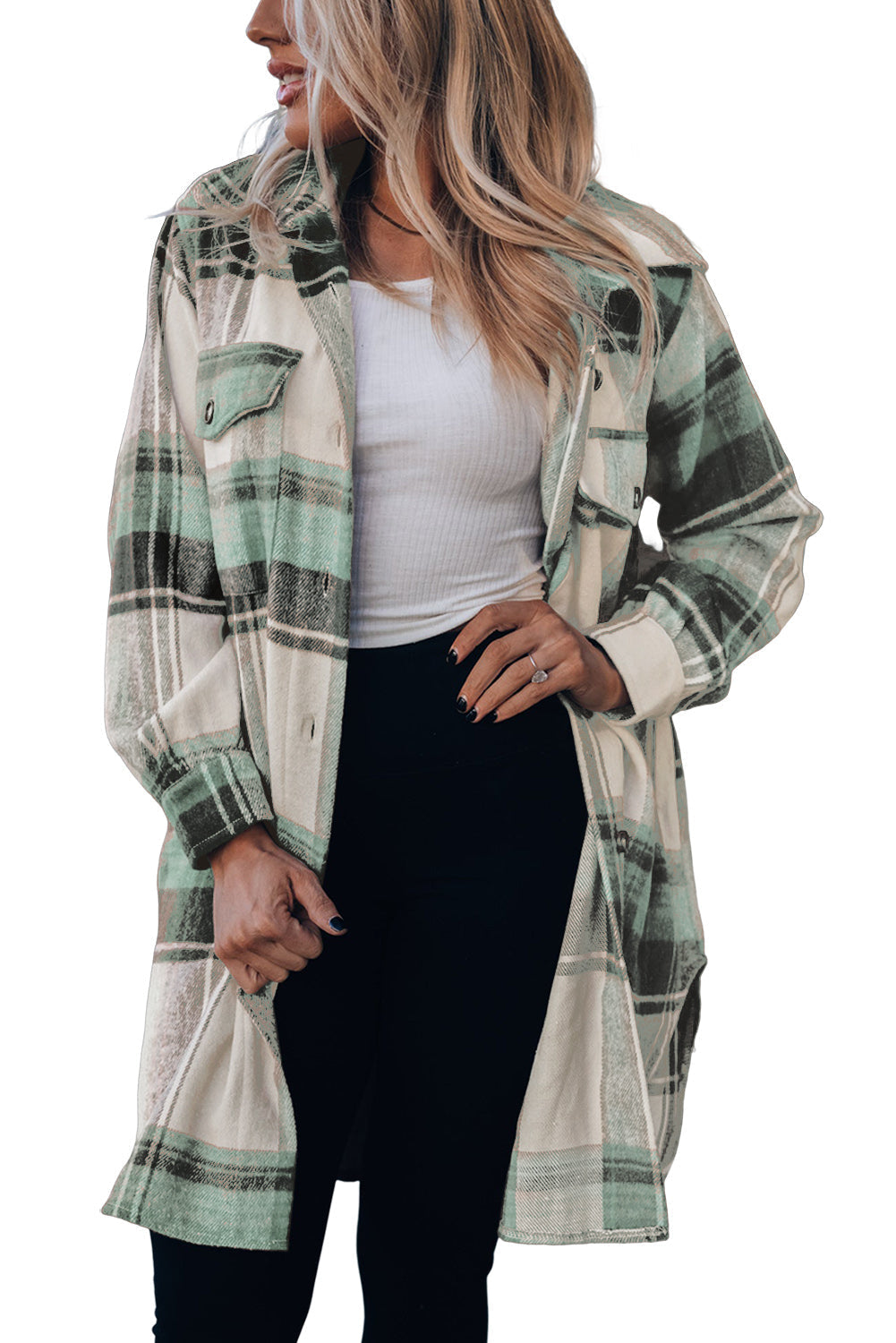R&B | Lange Karierte Shirtjacke Baumwollmischung Stilvoll und Praktisch