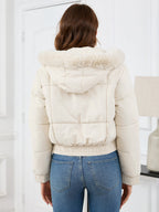 R&B | wattierte Winterjacke mit Fellkapuze und Taschen